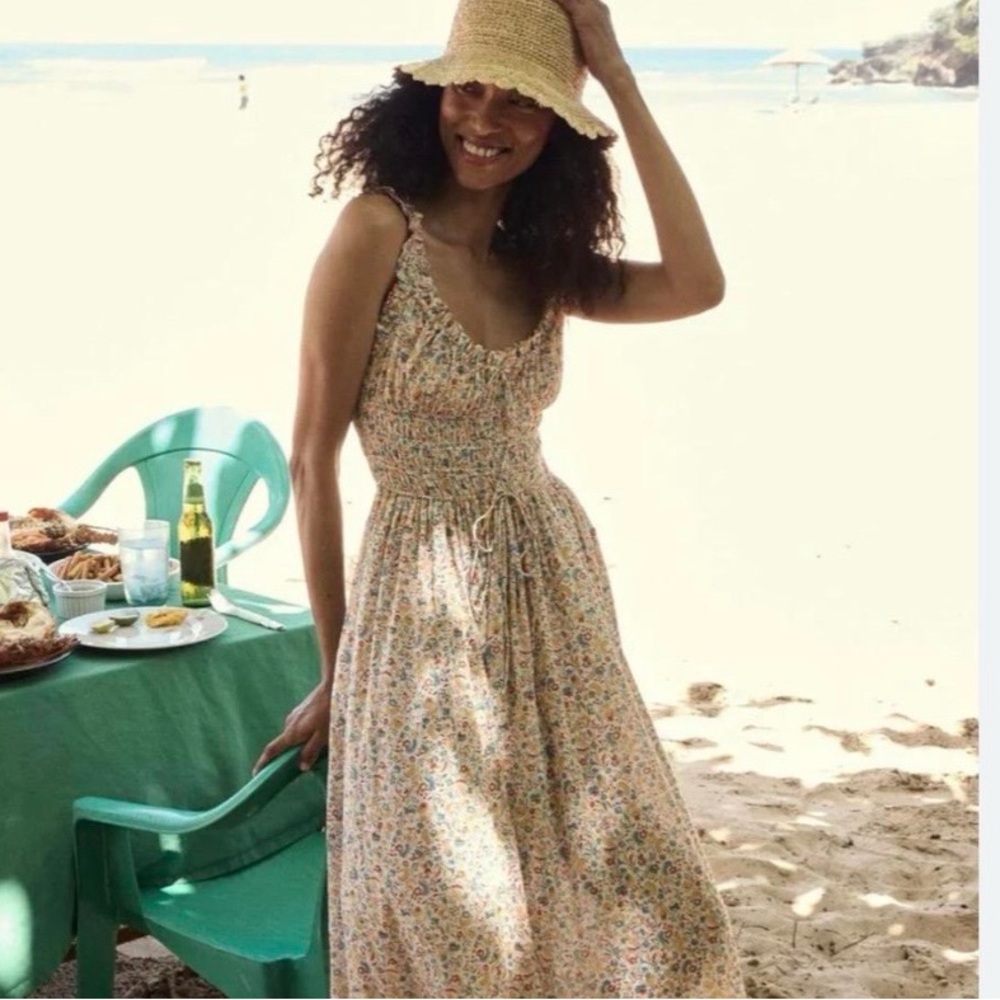 Doen Emmaretta Cream Floral Smocked Maxi Dress